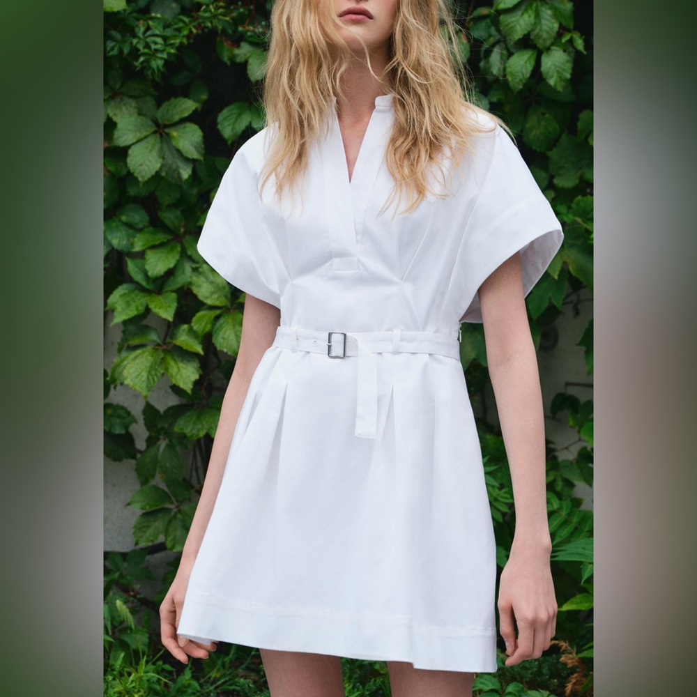Zara White Belted Dress